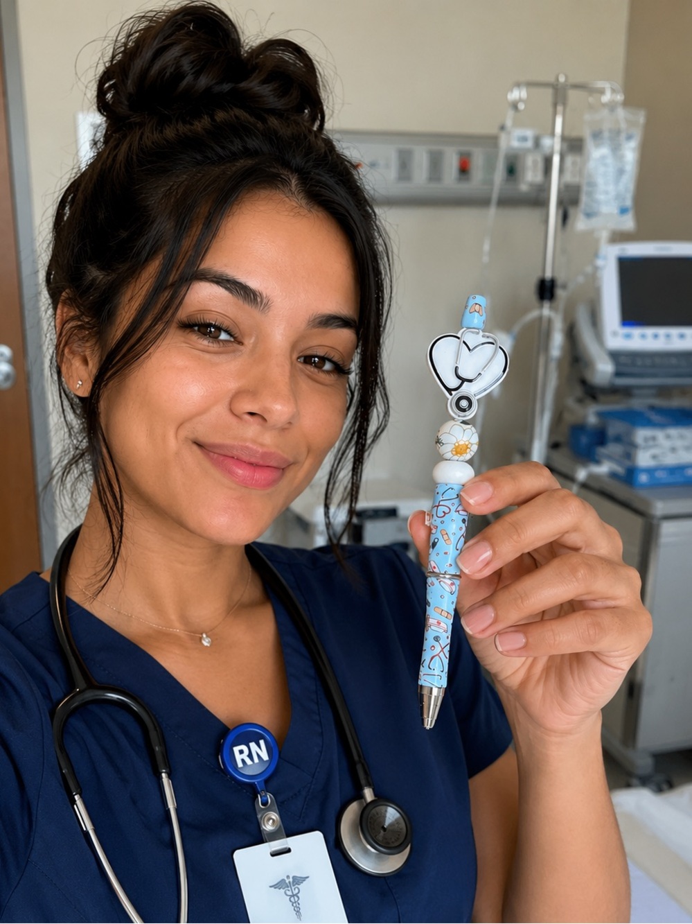 Calling All Health Care Workers Beaded Ballpoint Black Ink Pen